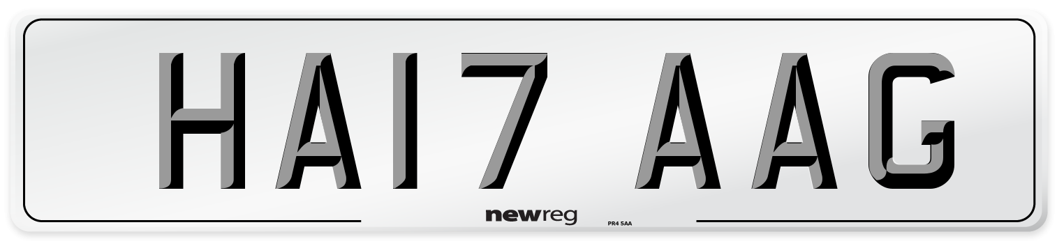 HA17 AAG Number Plate from New Reg